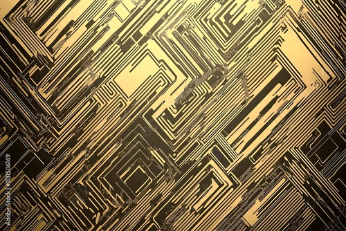 Abstract dark geometric background featuring glowing golden lines and sparkles, creating a modern, futuristic, and elegant design.