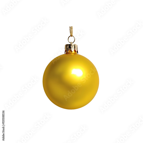  Christmas Yellow  ball with glitter isolated on white or transparent png background