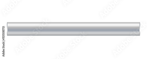 Silver metal pipe isolated on transparent background. Cut out