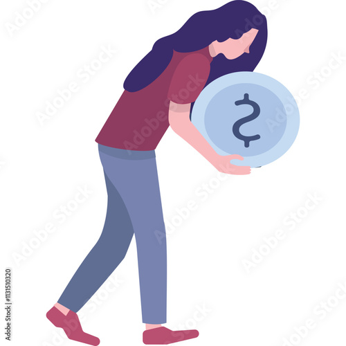 Woman with money vector rich girl icon