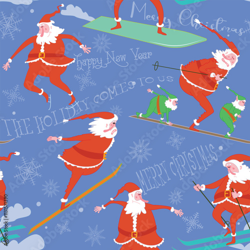 seamless texture with santa claus christmas fuss