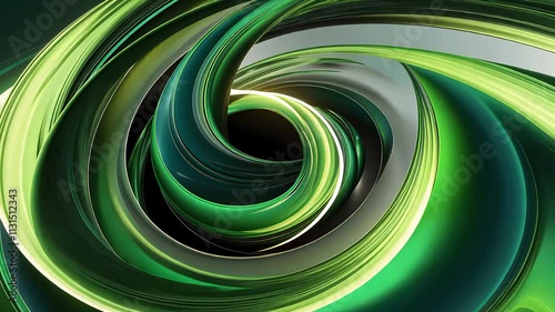 Abstract Green Swirling Motion with Glossy Curves and Dynamic Flow Creating a Futuristic Visual Design

 photo