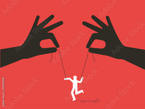 Hand manipulating person string illustration