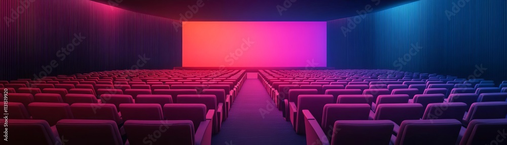Obraz premium Immersive holographic theater, vibrant digital visuals, dynamic entertainment experience