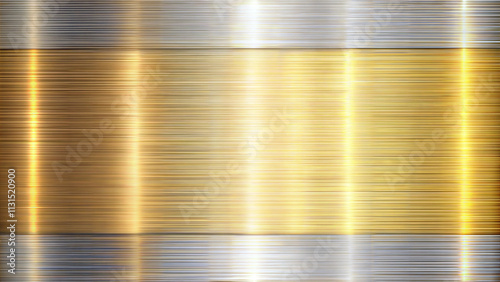 Textured metallic surface with gold and silver stripes for design and background applications
