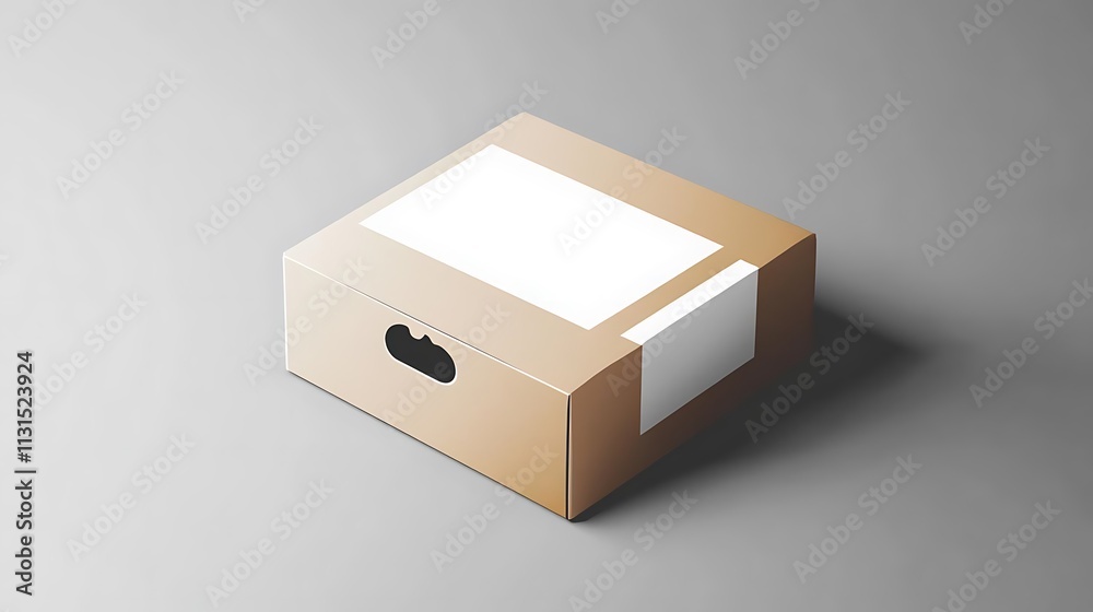 Fototapeta premium Brown Cardboard Product Box Mockup White Labels Easy Open