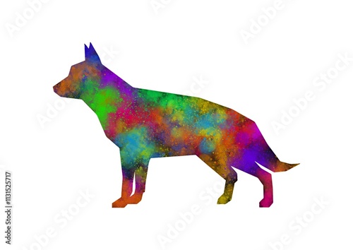 Watercolor dog drawing, silhouette of a dog, Watercolor dog art, dog