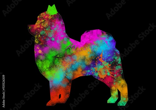 Watercolor dog drawing, silhouette of a dog, Watercolor dog art, dog