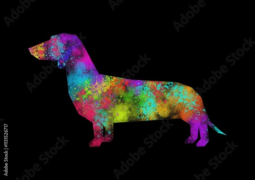 Watercolor dog drawing, silhouette of a dog, Watercolor dog art, dog