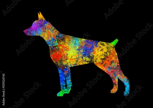 Watercolor dog drawing, silhouette of a dog, Watercolor dog art, dog