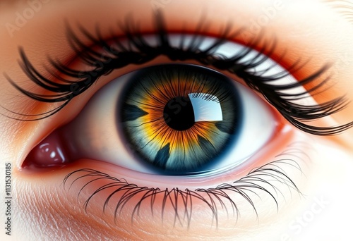 A detailed representation of a human eye with sharp visual features. photo