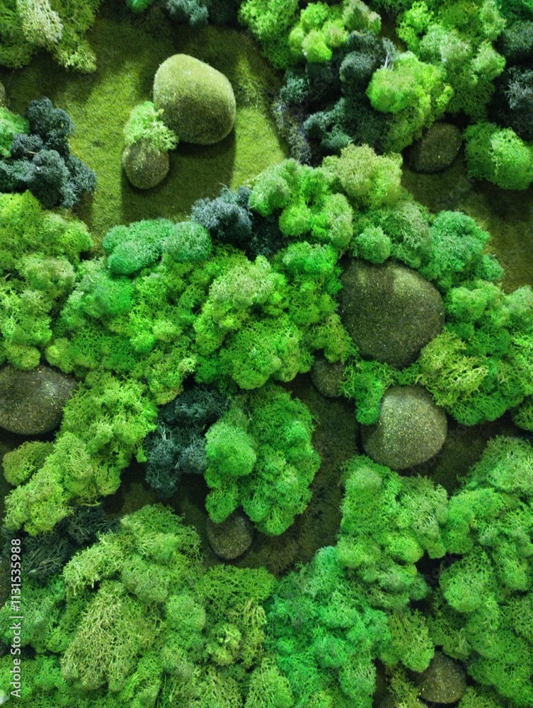decorative artificial moss wall, indoor landscaping,plant green background