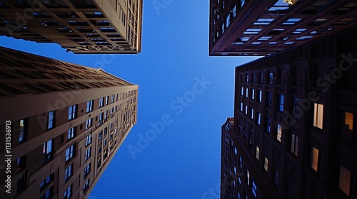 Four Buildings Reach For A Deep Blue Sky photo