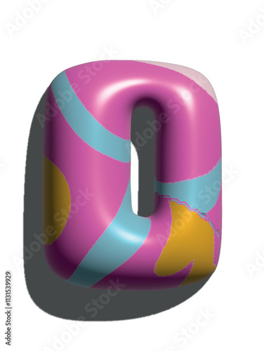 Números 0, 3D estilo globo colores rosa azul oro blanco: figuras volumétricas y brillantes, ideales para diseños festivos y creativos.