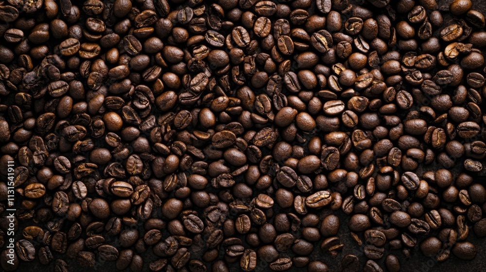 Fototapeta premium Close-up of roasted coffee beans with rich dark texture