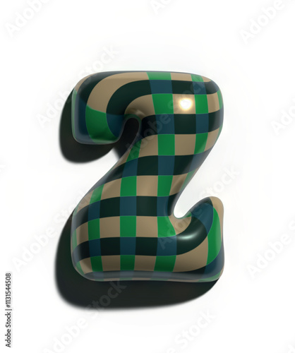 Números 2, 3D estilo globo: verde con lineas figuras volumétricas y brillantes, ideales para diseños festivos y creativos.