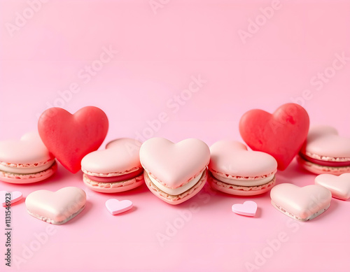 Macarons en forme de cœur,romantique,Saint-Valentin 