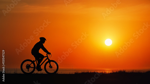 Wallpaper Mural Cyclist riding mountain bike along coastline at sunset Torontodigital.ca
