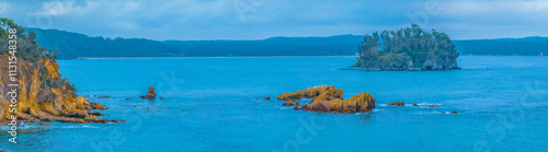 Cloudy Summer Sunrise Panorama views at Caseys Beach photo