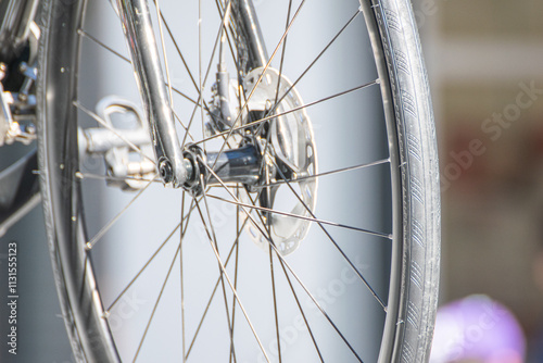 detailed view of the wheel of a professional racing road bicycle photo