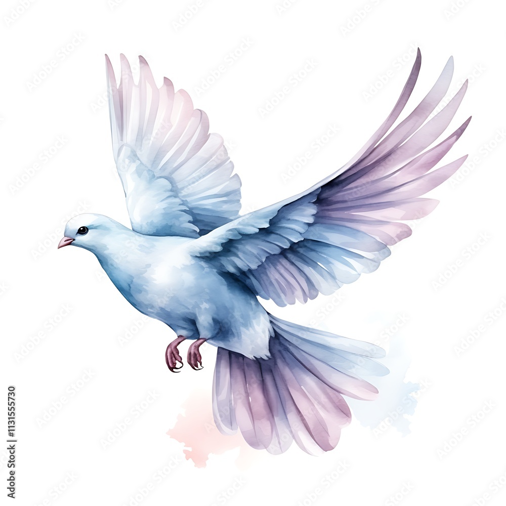 Obraz premium Two purple doves showing affection on a branch with purple flowers