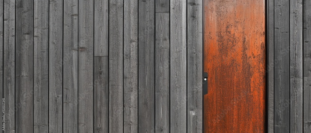 Obraz premium Dark Wood Planks And A Rusty Metal Door