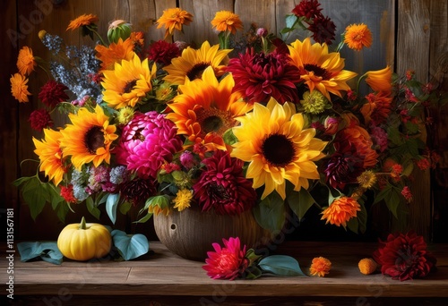 Wallpaper Mural stunning vibrant floral arrangements showcased intricate textured backgrounds captivating visual experience, blooms, bouquets, flowers, petals, vases Torontodigital.ca