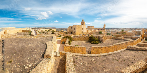 Obraz na płótnie Gozo (Għawdex) Island Victoria massive fortification St. Johns Bastion Citadel (Cittadella) ruins Malta w salonie