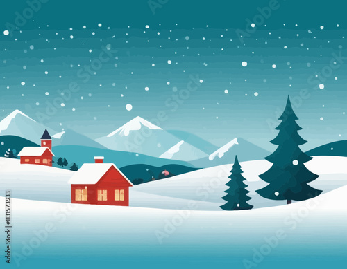 Merry Christmas banner winter landscape background snow product display cylindrical shape