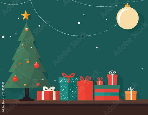 Merry Christmas banner studio table room product display