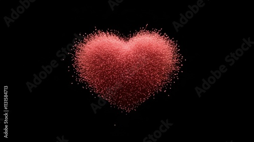 Heart shaped sparkles create a warm effect in dark background during celebration of love