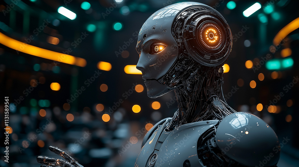 Fototapeta premium 作業をしているAIロボット