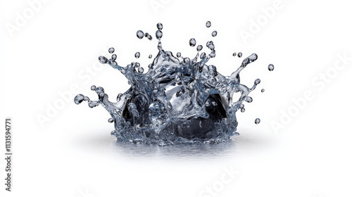 Water Crown: A captivating splash of water forms a crown-like shape, showcasing the beauty and dynamism of liquid.  The image is clean, crisp, and perfect for concepts related to freshness, purity. photo