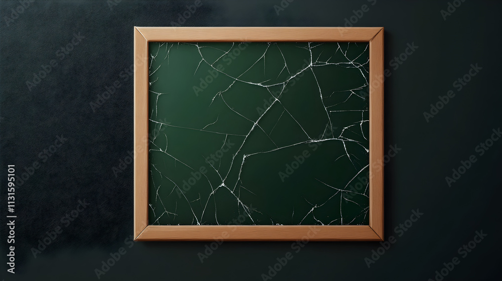 Fototapeta premium A simple vector of a broken education system, symbolized by a cracked chalkboard with unreadable text. Broken education system.