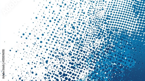Grunge texture dots halftone white and blue color pattern gradient background. Dots pop art comics sport style vector illustration. Template horizontal design dots pop art