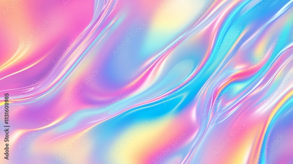Fototapeta premium Holographic neon background ,Colorful psychedelic abstract. Pastel color waves for background7