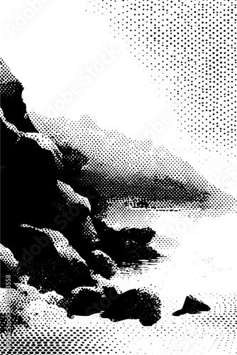 Grafik aus dem Set: abstrakte punkte, Dynamik, schwarz-weiß, pointilismus