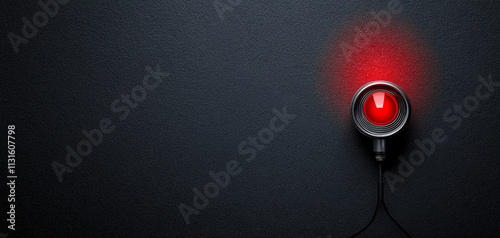 Close-up of a red indicator light on a dark background, symbolizing power or status. photo