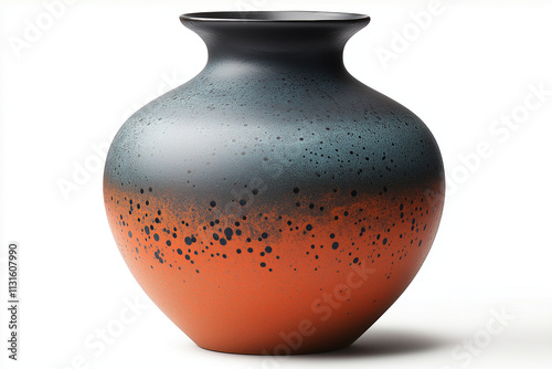 Photographie d'un vase en céramique avec finition mate colorée, design épuré et forme simple, sur fond blanc photo