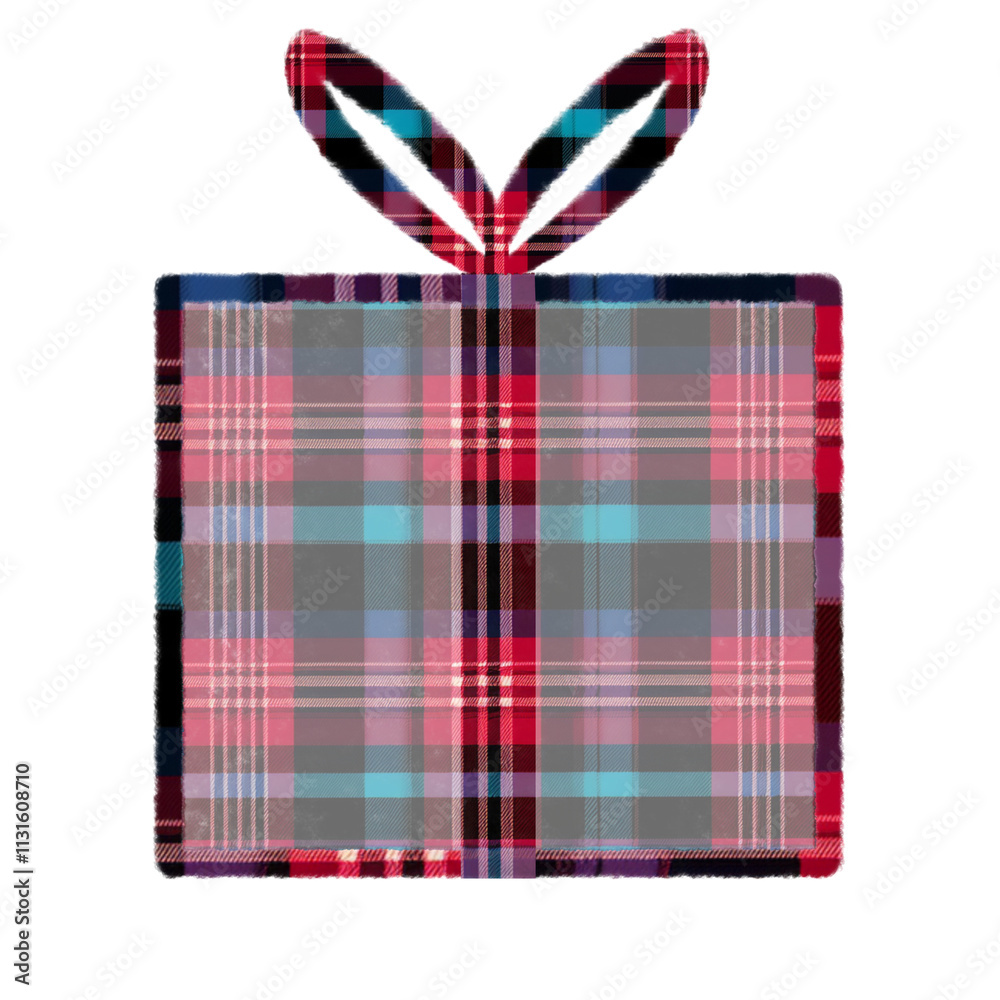 Obraz premium christmas present plaid blue red gift box 