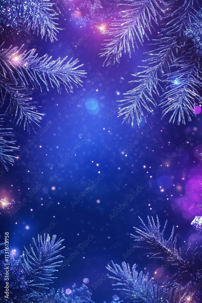 Fototapeta premium Abstract glitter silver purple blue lights background defocused banner christmas background