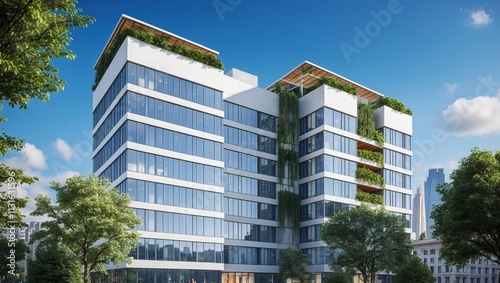 Modern office building with eco friendly design