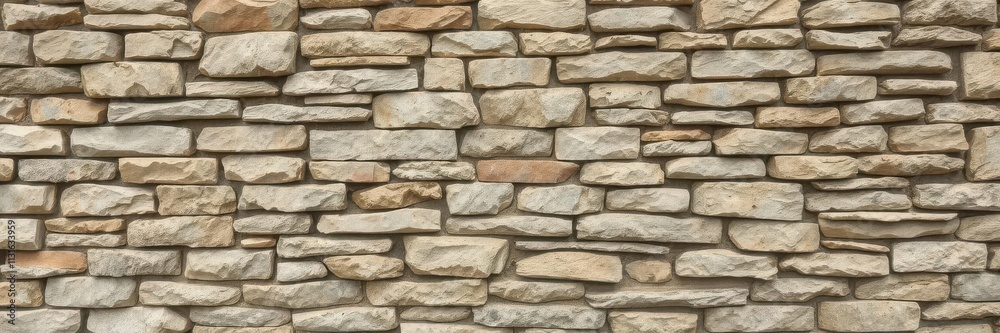 Obraz premium Stacked stone wall providing a rustic and textured background, rock, solid