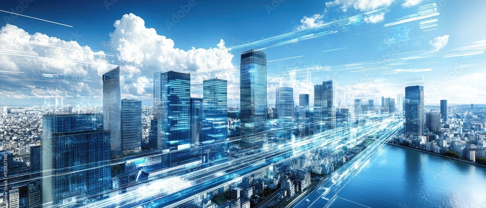 Obraz premium Image of high-rise office complexes in the city center