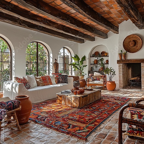 rustic hacienda living room mexican interior 