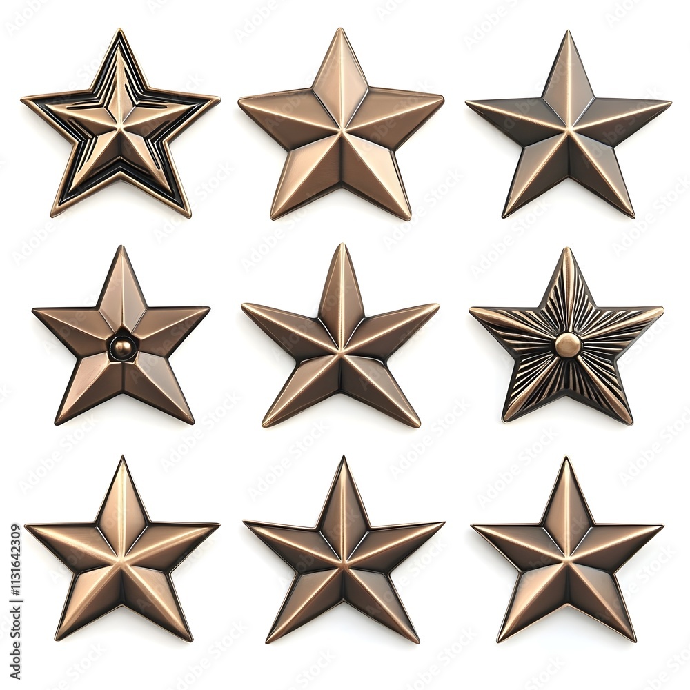 Obraz premium Set of bronze Star on white background