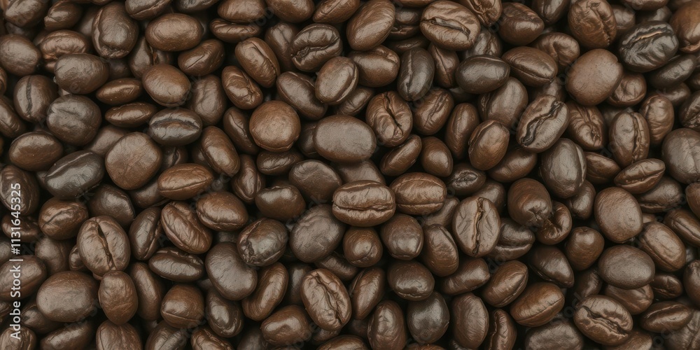 Fototapeta premium Close-up shot of dark, roasted coffee beans with rich, earthy texture, dark, macro