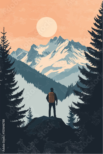 Aus dem Set: Vintage Travel Poster, Landschaften, flat vektor Grafiken 