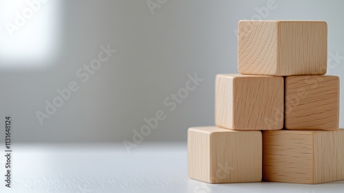 Wooden blocks stacked in minimalist design