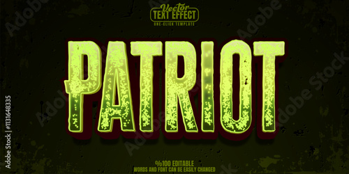 Patriot editable text effect, customizable soldier and military 3d font style